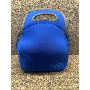 2008 BYO Rugger Lunch Bag Blue Neoprene Small Insulated Zipper Handle Portable